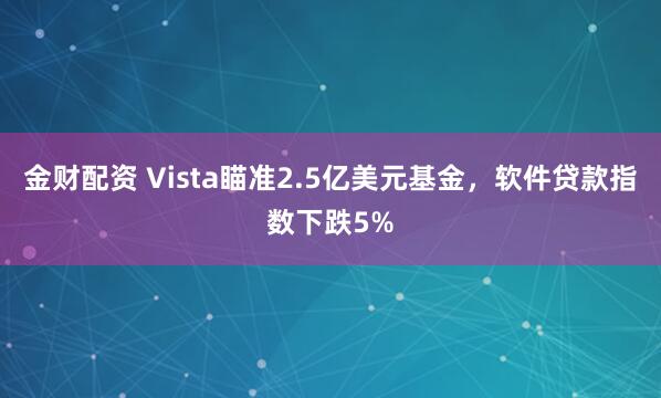 金财配资 Vista瞄准2.5亿美元基金，软件贷款指数下跌5%